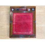 Victorian Mahogany Writing Slope, tooled leather interior with fitted compartments, two inkwells,
