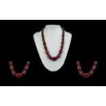 Early 20th Century Superb Quality Cherry Amber Beaded Graduated Necklace,