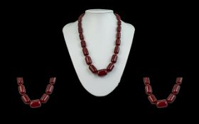 Early 20th Century Superb Quality Cherry Amber Beaded Graduated Necklace,