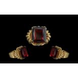 18ct Gold Superb Quality Single Ruby Coloured Faceted Stone Set Ring.