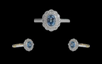 18ct Gold & Platinum Good Quality and Exquisite Sapphire and Diamond Set Dress Ring.
