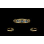 Antique Period Attractive Seven Stone Sapphire & Seed Pearl Set Dress Ring,