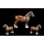 Beswick Hand Painted Horse Figure 'Shire Mare', brown colourway, model no. 818, designed by A.