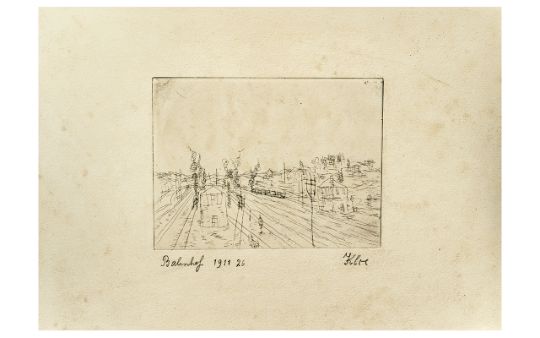 Paul Klee ( 1879 - 1940 ) Railway Station - Etching on Heavy Wove Paper, Signed In Pencil. Print - Image 2 of 3