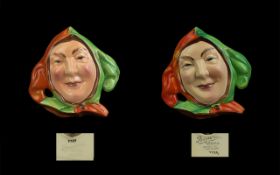 Beswick Ware Pair of Hand Painted Wall Plaques 'Jester', model no. 7197- 7779, each 5 inches (12.