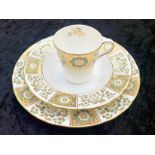 Royal Crown Derby Green Panel Pattern Porcelain. Three pieces in total comprising plate 10 inch in