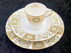 Royal Crown Derby Green Panel Pattern Porcelain. Three pieces in total comprising plate 10 inch in