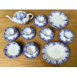 Shelley 'Dainty Blue' Tea Service, comprising 6 trios of cup, saucer and side plate, six bowls,