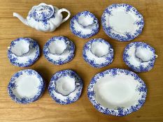 Shelley 'Dainty Blue' Tea Service, comprising 6 trios of cup, saucer and side plate, six bowls,