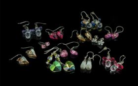 Collection of Elegant Pairs of Earrings ( For Pierced Ears ) Various Shapes, Sizes and Colours. Nice