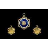 Antique Period Superb Quality & Exquisite 18ct Gold & Enamel Pearl Set Pendant Brooch.