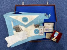 Masonic Interest - Collection of Masonic Items in Brown Briefcase,