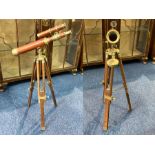 Reproduction Telescope with Tripod Stand, with brass mounts and supports. Height 27".