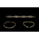 Ladies 14ct Gold Attractive Diamond Set Bracelet. Marked 14ct - 585.