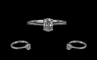 Platinum Ladies Pleasing Single Stone Diamond Ring, marked 950 to shank.