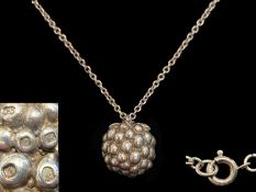 Excellent Silver Necklace and Novelty Heavy Pendant In the Shape of a Fruit.