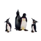 Beswick Hand Painted Pair of Penguin Figures ' Courting Penguins ' Black and White. Model No 1015.