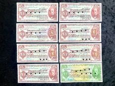 A Group of Eight Thomas Cook Travellers Cheques dated 1959/1960.