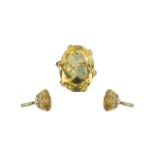 Ladies Attractive 9ct Gold Single Stone Citrine Set Dress Ring.