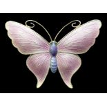 Beautiful & Elegant Silver & Lilac Enamel Butterfly Brooch. Size Approx 6 by 3 cms.