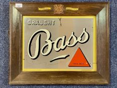 Original Pub Advertising Mirror, Draught Bass, with Royal Appointment plaque,