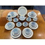Wedgwood 'Queens Ware' Gloss Finish Blue & White Dinner/Tea Service.