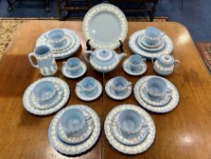 Wedgwood 'Queens Ware' Gloss Finish Blue & White Dinner/Tea Service.