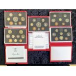 Royal Mint Coin Collections, 1989, 1986, 1987, 2 x 1993.