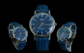 Sekonda Delux Gent's Mechanical Wind 23 Jewels Automatic Steel Cased Wrist Watch with blue leather