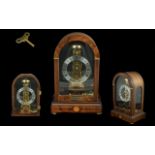 Franz Hermle - Classic Walnut and Inlaid Cased Skeleton Clock. Ref 791 - 081.