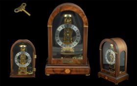 Franz Hermle - Classic Walnut and Inlaid Cased Skeleton Clock. Ref 791 - 081.