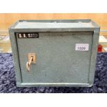 Metal Gun Box by S. A. Safes, with key, measures 8" x 10".