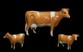 Beswick Hand Painted Cow Figure ' Guernsey Cow ' Model No 1248A. Golden Brown / White.