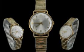 Garrard Gents 9ct Gold Cased Mechanical Wrist Watch, circa 1980.