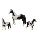 Beswick Hand Painted Pony Figure ' Pinto Pony ' 1st Version. Piebald Colourway. Model No 1373.