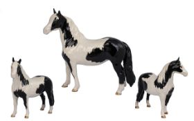 Beswick Hand Painted Pony Figure ' Pinto Pony ' 1st Version. Piebald Colourway. Model No 1373.