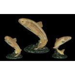 Beswick Hand Painted Fish Figure ' Trout ' Light Brown / Black Base. Model No 1032. Designer A.