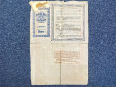 Ephemera: Old Egyptian Delta Light Railways £100 of £280,000 capital debenture certificate.