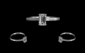 Ladies 18ct White Gold Diamond Solitaire Ring by Goldsmiths Jewellers. In Original Goldsmiths Box.