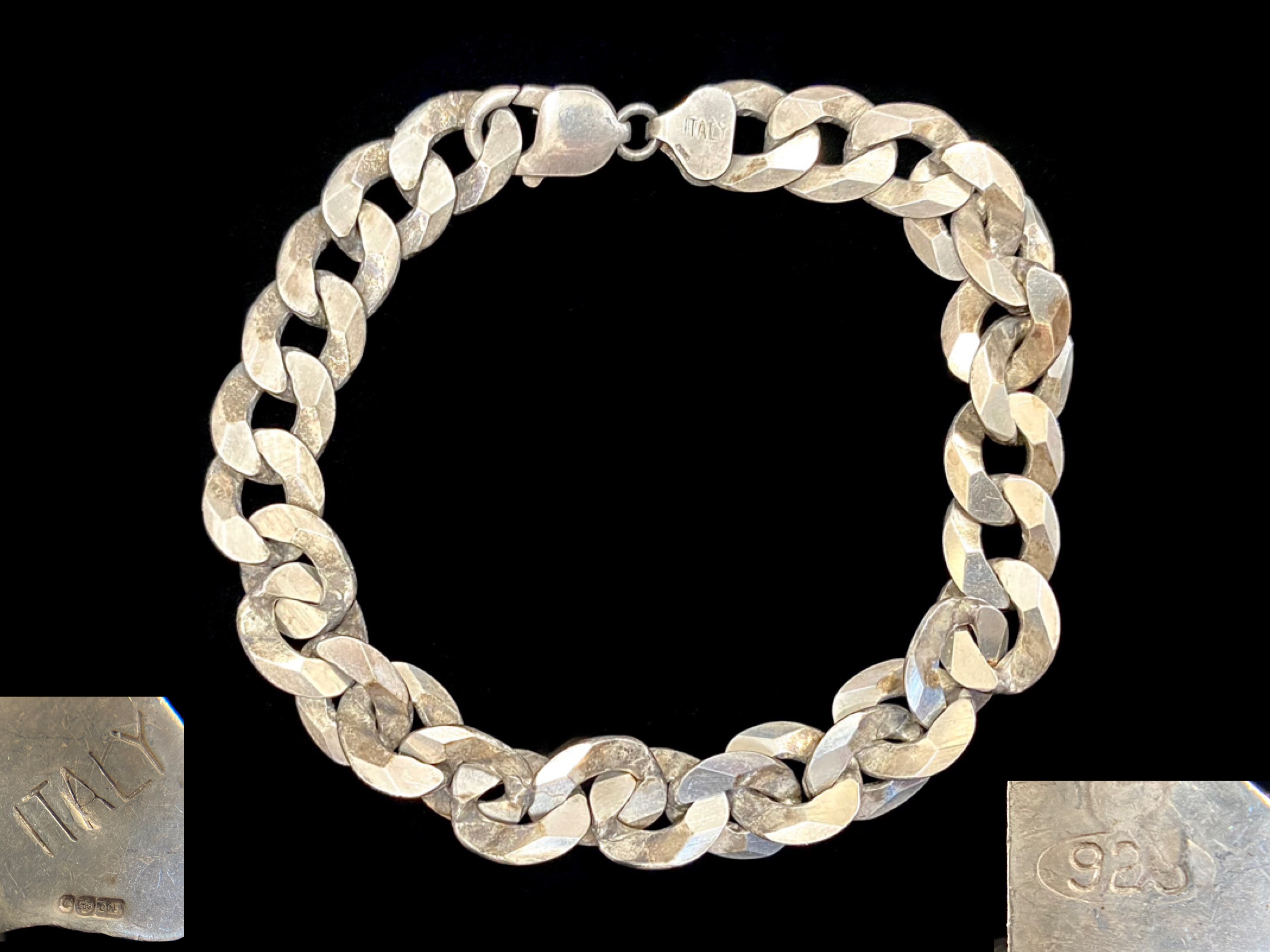 Gents Chunky Silver Bracelet. Stamped for Silver.