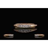 Antique Period - Attractive 18ct Gold 5 Stone Diamond Set Ring. Marked 18ct to Shank. Diamonds of