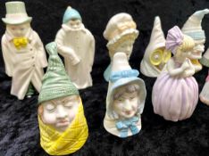 Royal Worcester Candle Snuffers 1976, eleven in total, comprising Mob Cap marked SJ,