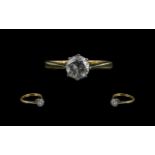 18ct Gold Excellent Quality Single Stone Diamond Set Ring, marked 18ct to interior of shank.