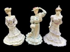 Three Coalport Limited Edition 'Golden Age' Figures, comprising Louisa at Ascot, No.