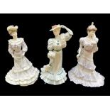 Three Coalport Limited Edition 'Golden Age' Figures, comprising Louisa at Ascot, No.