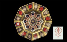 Royal Crown Derby Imari Patter 22ct Full Gold Banded Octagonal Cabinet Plate.