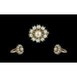 Edwardian Period 1902-1910 Excellent 9ct Gold Pearl Set Cluster Ring.