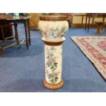 Tall Staffordshire Pottery Jardiniere and Plant Pot Set, measures 32", floral pattern. As found.