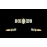 Antique Period - Attractive 18ct Gold and Platinum Opal and Diamond Set Ring.
