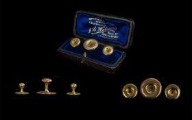 Antique Boxed Trio ( 3 ) of Gents 15ct Gold Studs. Marked 625 and 18ct.
